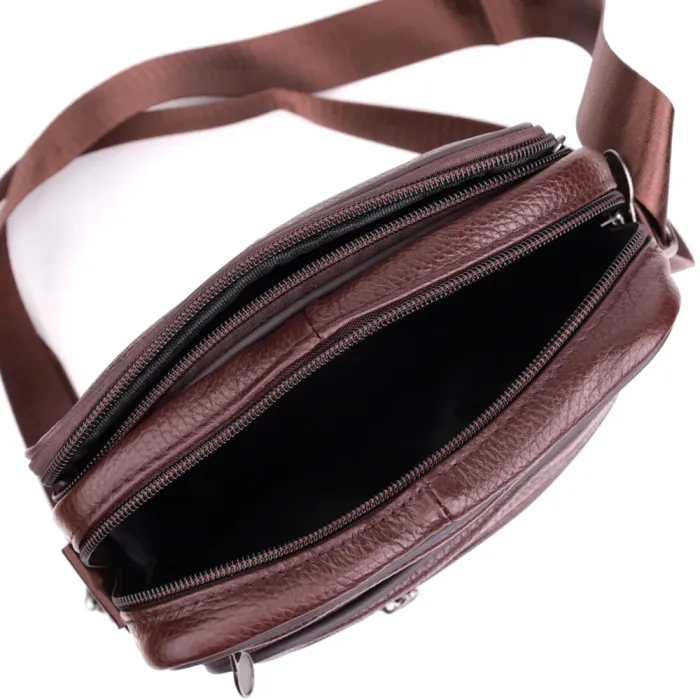 Зручна чоловіча сумка з натуральної шкіри 22858 Vintage Коричневий