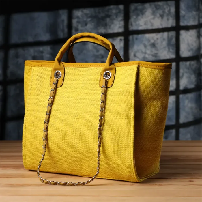 Яскрава жіноча сумка на літо з якісного текстилю Vintage 15135 Жовтий