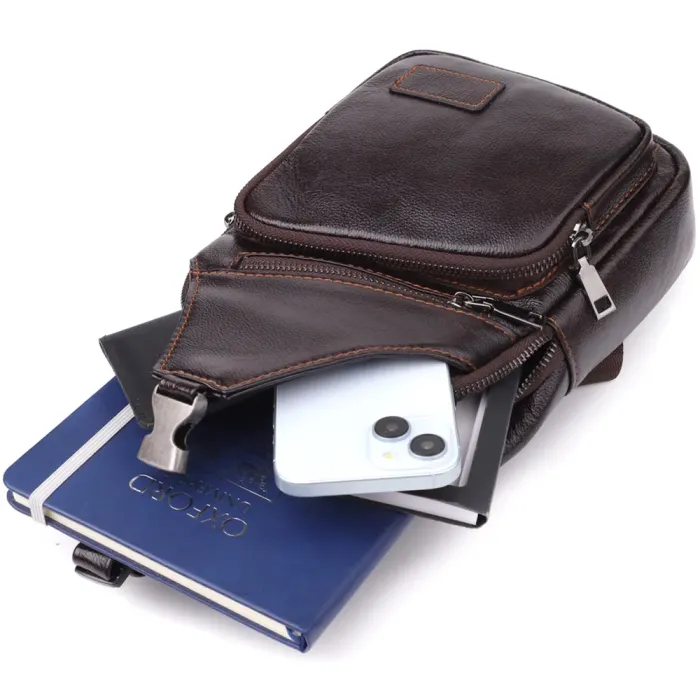 Практична сумка через плече з натуральної шкіри Vintage 23050 Коричневий