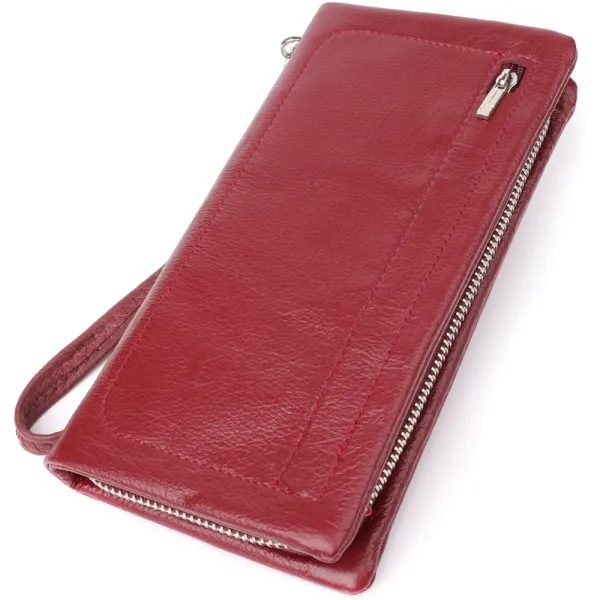 Шкіряний жіночий гаманець-клатч із відділенням під телефон ST Leather 23102 Бордовий