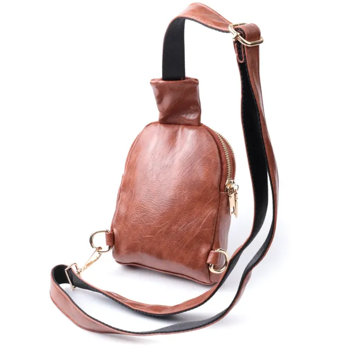 Компактна жіноча сумка через плече на два відділення з екошкіри Vintage 22783 Коричневий