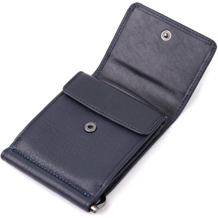 Вертикальний чоловічий затискач із зернистої натуральної шкіри Tony Perotti 20862_1 (3595 navy) Синій