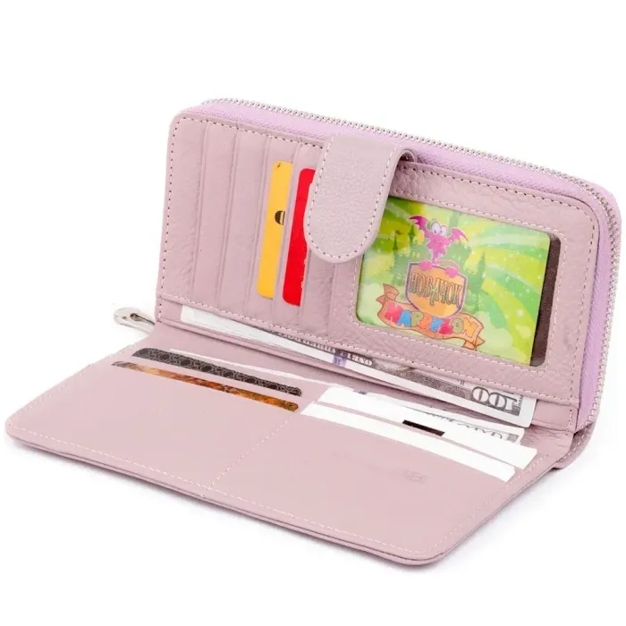 Вертикальний місткий гаманець зі шкіри ST Leather 19302 Ліловий