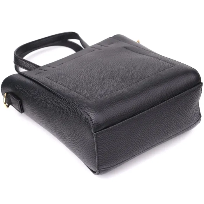 Трапецієподібна сумка для жінок з натуральної шкіри Vintage 22916 Чорний