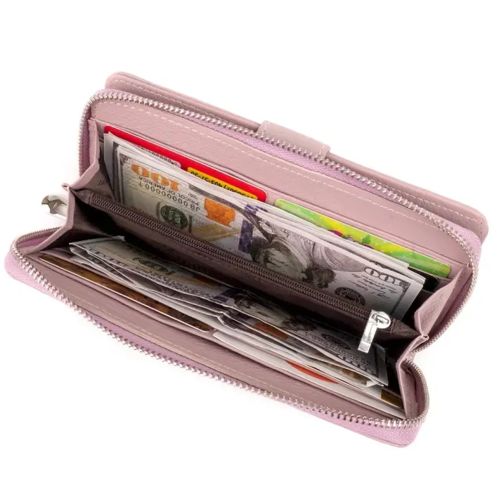 Вертикальний місткий гаманець зі шкіри ST Leather 19302 Ліловий