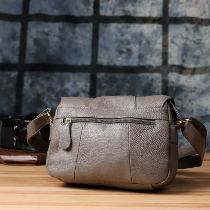 Практична сумка з натуральної шкіри для стильних жінок Vintage 22974 Сірий