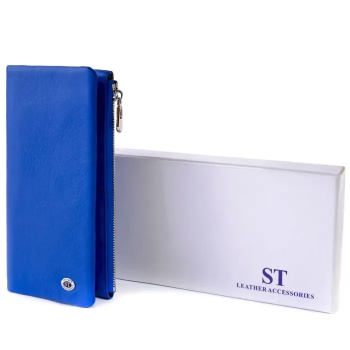 Вертикальный кошелек на кнопке унисекс ST Leather 19205 Синий