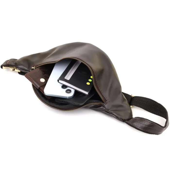 Сумка бананка відмінної якості з гладкої натуральної шкіри Shvigel 23144