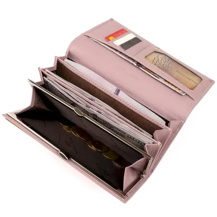 Гаманець шкіряний з механічною монетницею ST Leather 19276 Ліловий