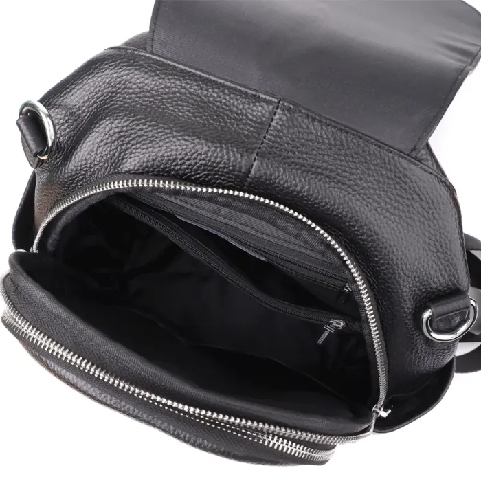 Компактний жіночий рюкзак з натуральної шкіри Vintage 23058 Чорний