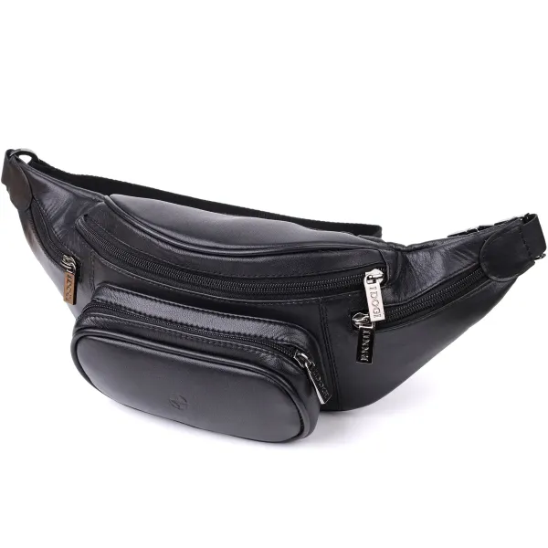 Цікава чоловіча сумка на пояс із гладкої натуральної шкіри Tony Perotti 20880_1 (6000 nero) Чорний