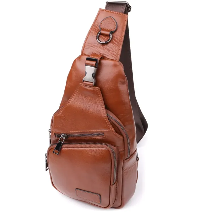 Зручна чоловіча сумка через плече з натуральної шкіри Vintage 23049 Рудий