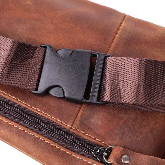 Вінтажна бананка для чоловіків з натуральної шкіри Vintage 15104 Коричневий