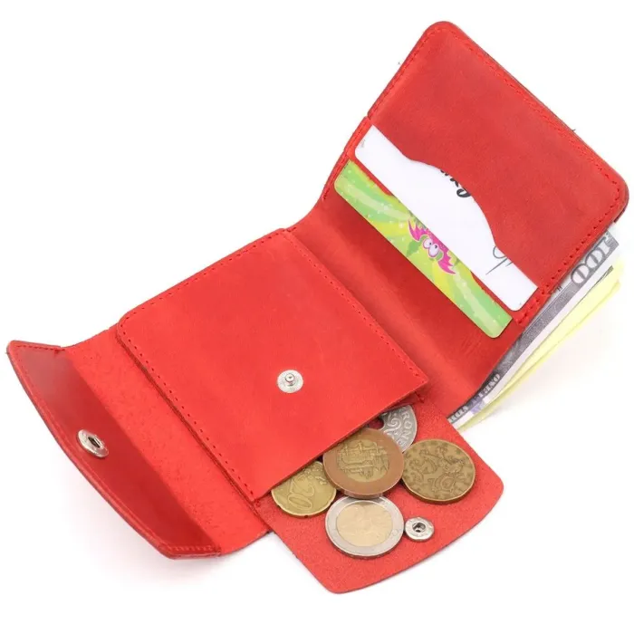 Жіноче vintage шкіряне портмоне Shvigel 16614 Червоний