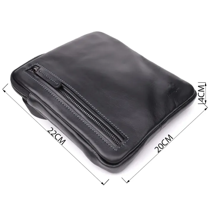 Стильна та практична чоловіча сумка на плече з натуральної гладкої шкіри Shvigel 23153 Чорний