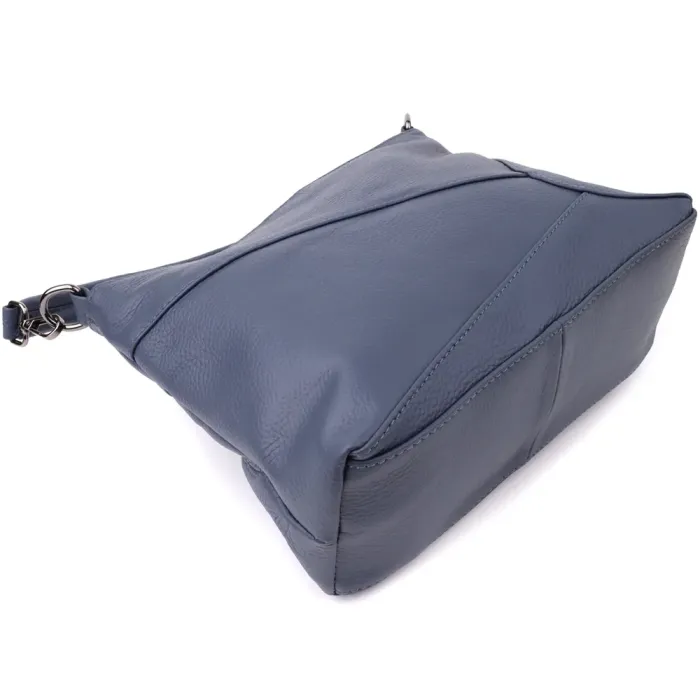 Практична жіноча сумка на два відділення з натуральної шкіри Vintage 23016 Синій