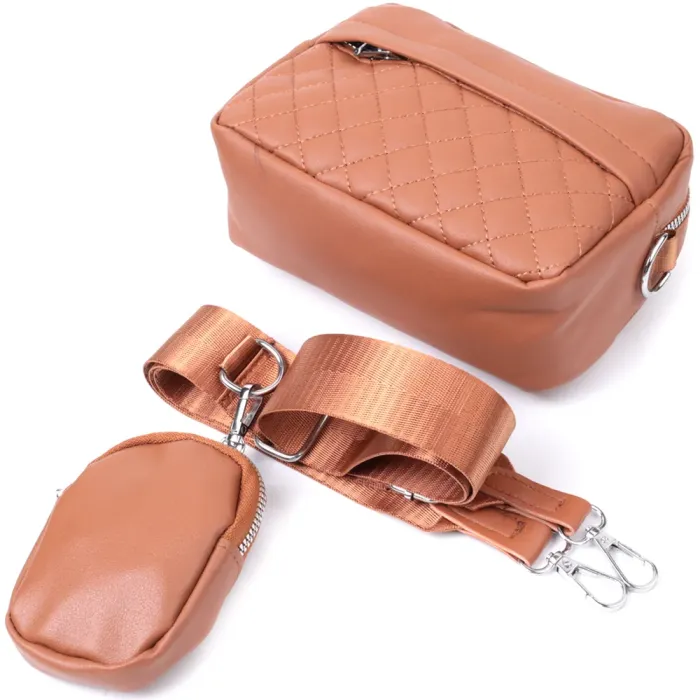 Жіноча сумка крос-боді з монетницею з екошкіри Vintage 22795 Рудий