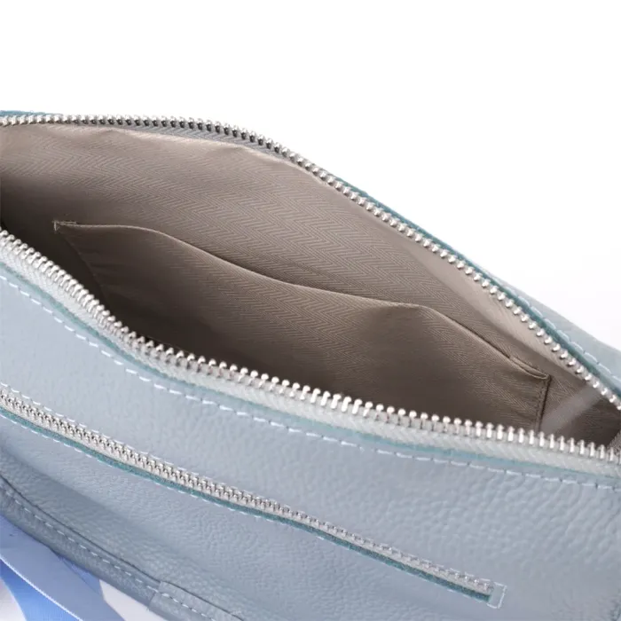 Цікава напівкругла сумка для жінок з натуральної шкіри Vintage 22908 Сіро-блакитний