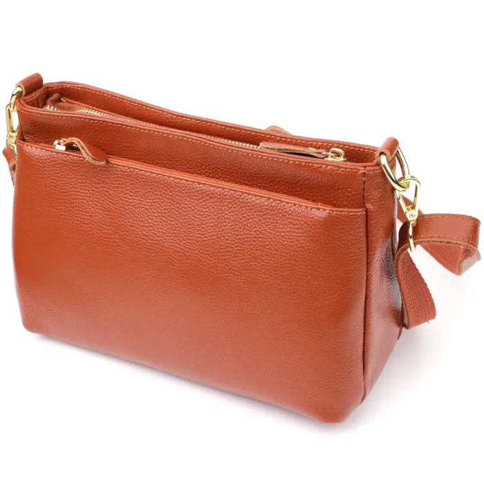 Жіноча сумка з натуральної шкіри з формостійким дном Vintage 22983 Коричневий