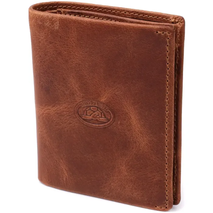 Вертикальний чоловічий гаманець з матової натуральної шкіри Tony Perotti 20833_1 (1165 whisky) Світло-коричневий