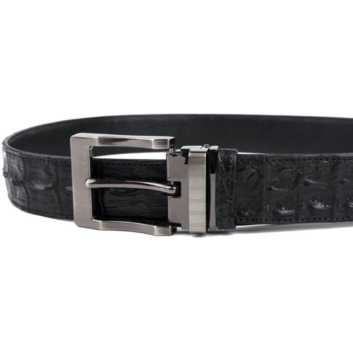 Ремінь класика з натуральної шкіри крокодила CROCODILE LEATHER 18018 Чорний