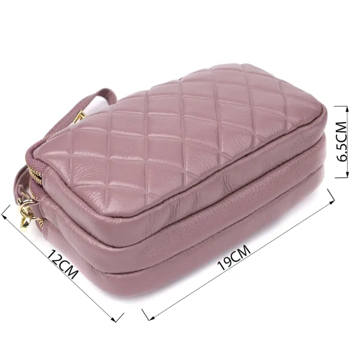 Функціональна жіноча сумка з натуральної шкіри з трьома секціями Vintage 22891 Пурпурний