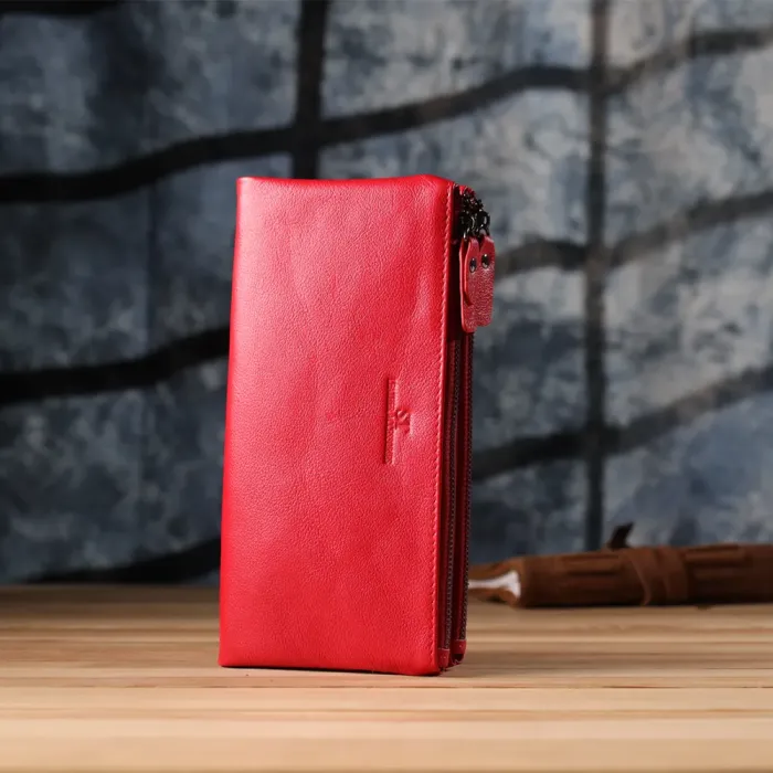 Шкіряний жіночий гаманець на три відділення ST Leather 23109 Червоний