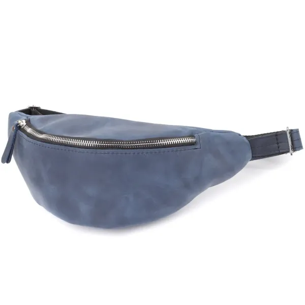 Чоловіча бананка відмінної якості з натуральної шкіри вінтажної Shvigel 23141 Синій