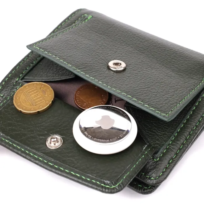 Вертикальний жіночий гаманець з натуральної шкіри ST Leather 23070 Зелений
