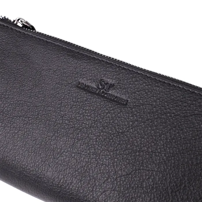 Практичний шкіряний гаманець на три відділення ST Leather 23111 Чорний