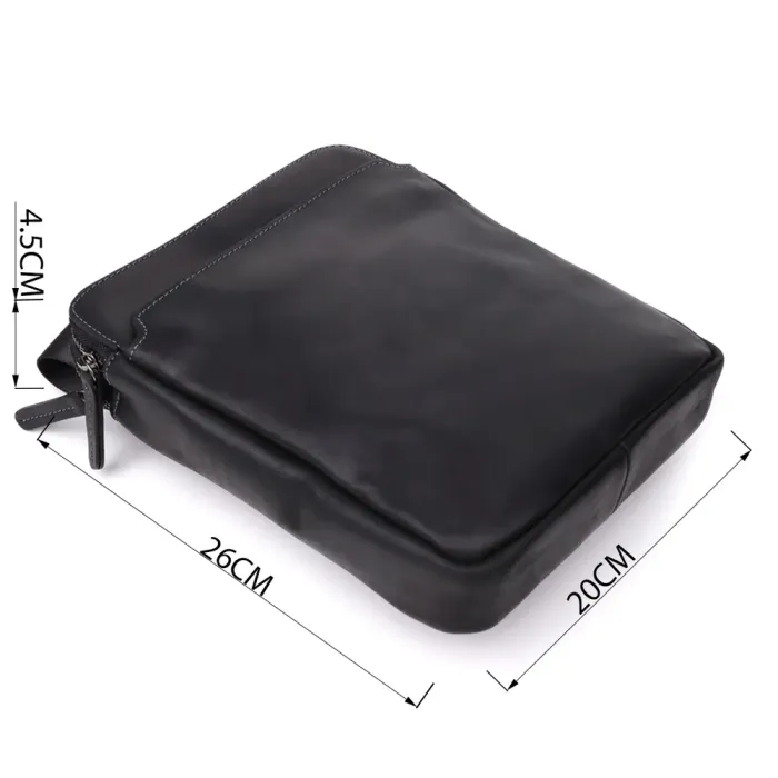 Практична чоловіча сумка через плече з вінтажної натуральної шкіри Shvigel 20870_1 Чорний