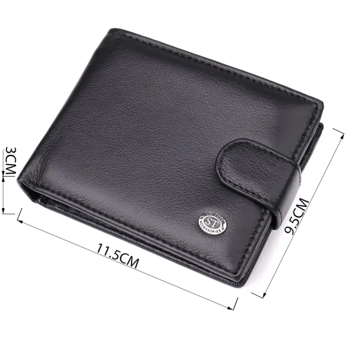 Місткий чоловічий гаманець горизонтального формату з натуральної шкіри ST Leather 23090 Чорний