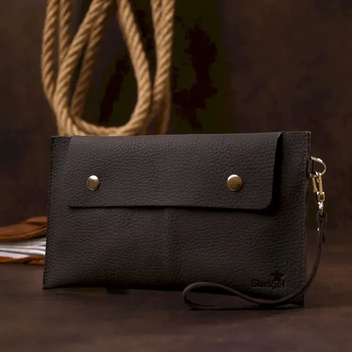 Шкіряна матова тревел-косметичка Shvigel 16418 Коричневий