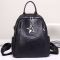 Жіночий рюкзак шкіряний міський з ременцем 23х30х11, сумка на спину для навчання, чорна