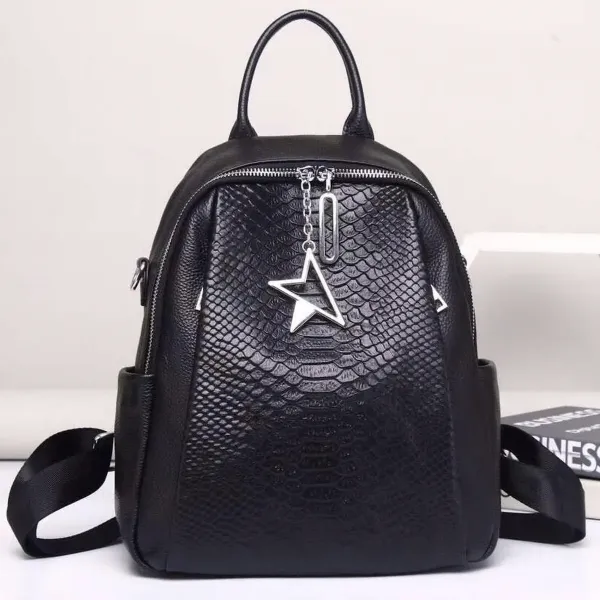 Жіночий рюкзак шкіряний міський з ременцем 23х30х11, сумка на спину для навчання, чорна