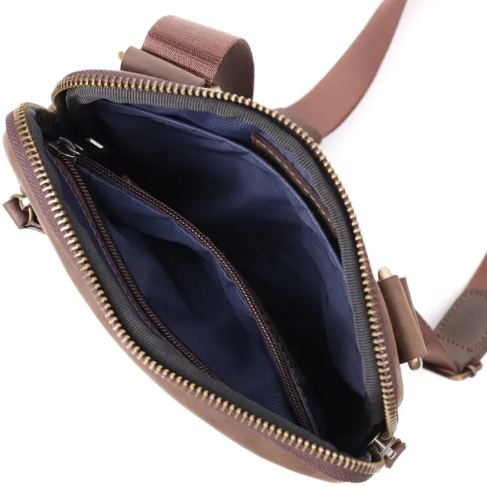 Практична сумка для чоловіків на плече з натуральної вінтажної шкіри Shvigel 23149 Коричневий