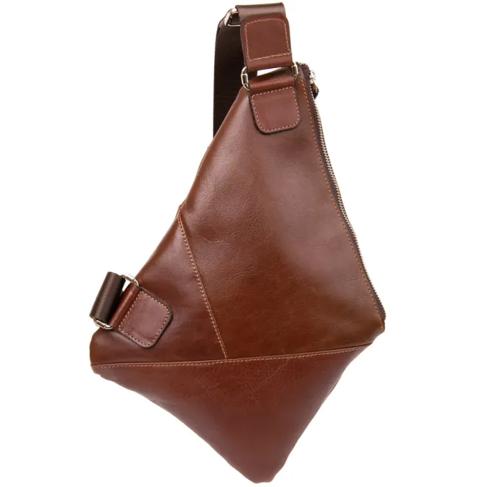 Стильна шкіряна чоловіча сумка через плече GRANDE PELLE 11358 Коричневий