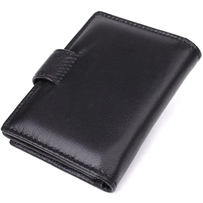 Компактний чоловічий гаманець вертикального формату з натуральної шкіри ST Leather 23095 Чорний