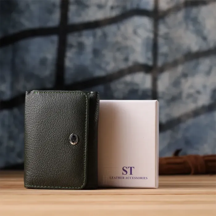 Жіночий гаманець компактного розміру з натуральної шкіри ST Leather 23072 Зелений