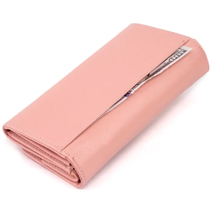 Кошелек кожаный в два сложения женский ST Leather 19290 Пудровый