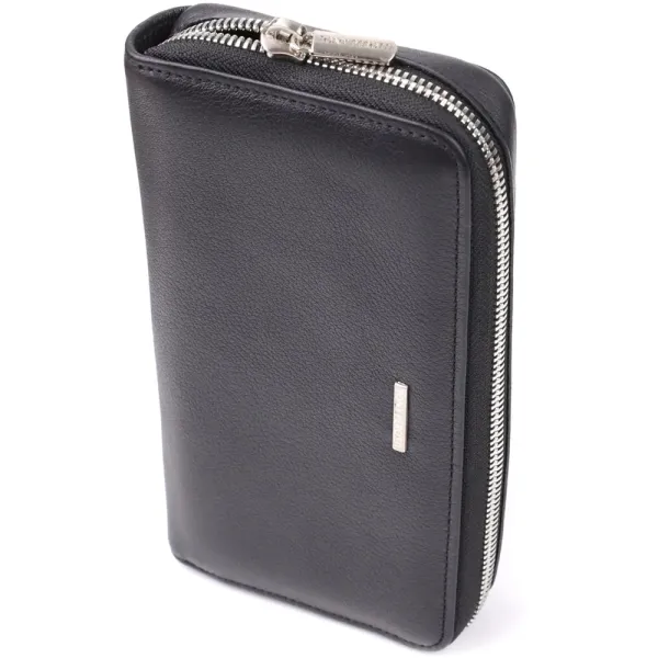 Практичний жіночий гаманець на одне відділення із зернистої натуральної шкіри Tony Perotti 20863_1 (3622 nero) Чорний