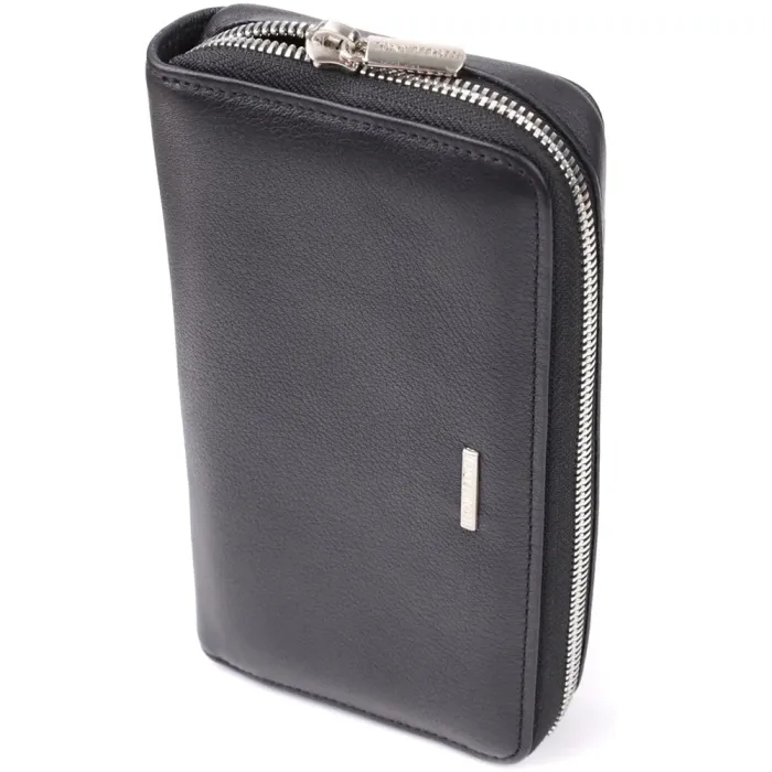 Практичний жіночий гаманець на одне відділення із зернистої натуральної шкіри Tony Perotti 20863_1 (3622 nero) Чорний