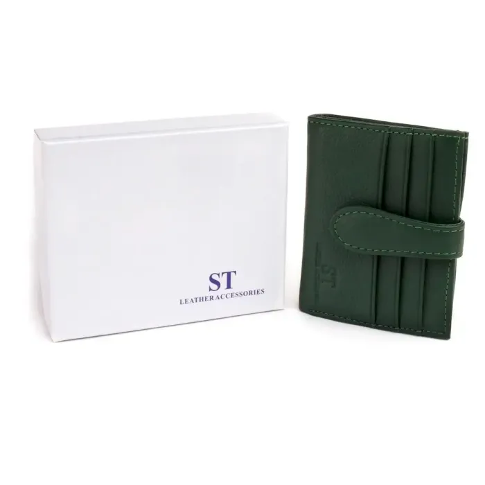 Кошелек-визитница на хлястике с кнопкой женский ST Leather 19229 Зеленый