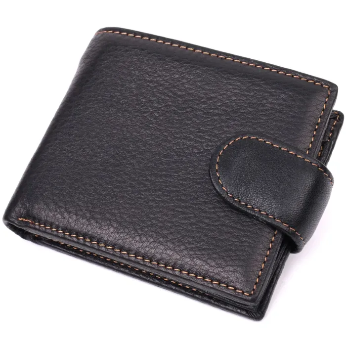 Горизонтальний невеликий гаманець для чоловіків з натуральної шкіри Vintage 15063 Чорний