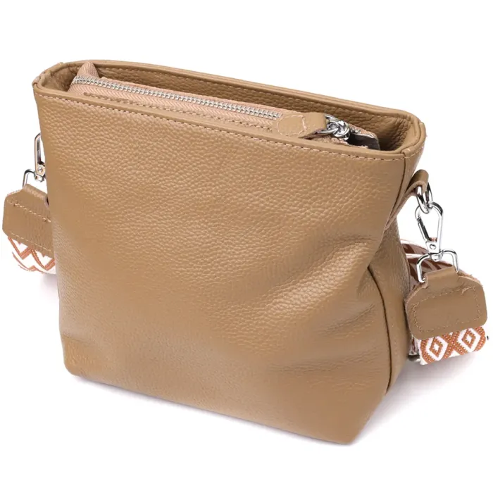 Жіноча шкіряна сумка на плече для повсякденного носіння Vintage 22912 Бежевий