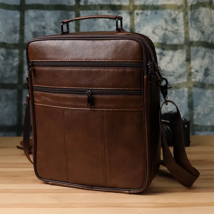 Сумка для чоловіків з ручкою для перенесення в руці з натуральної шкіри Vintage 23028 Коричневый