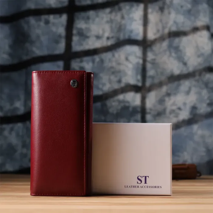 Місткий жіночий гаманець із натуральної шкіри ST Leather 23089 Бордовий