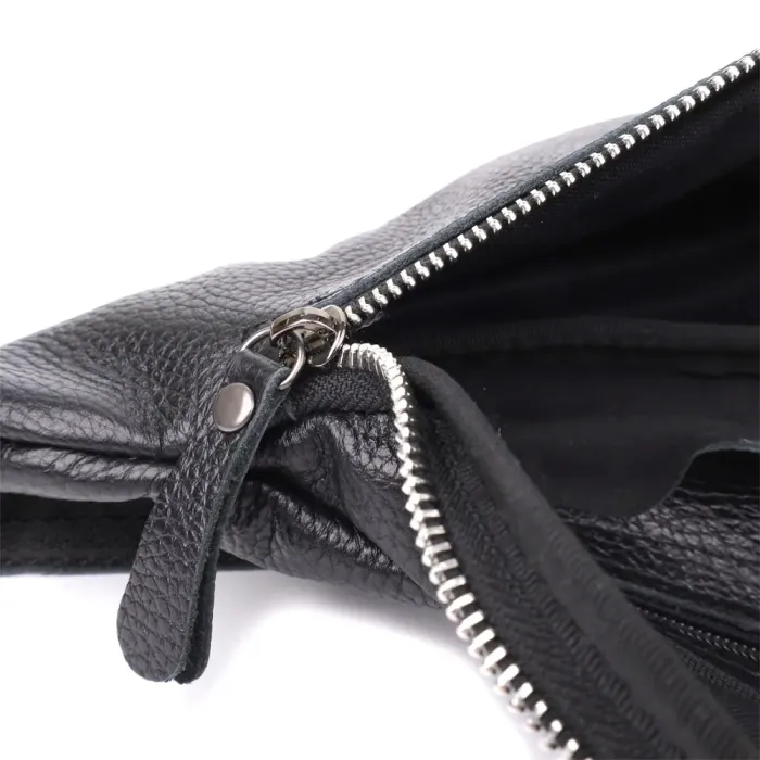 Відмінна сумка бананка із зернистої натуральної шкіри Shvigel 23145 Чорний