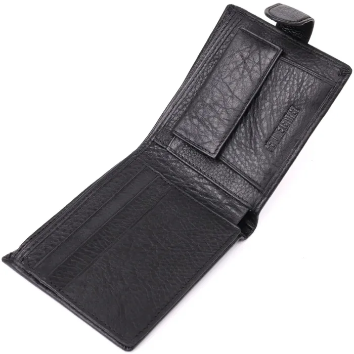 Класичний чоловічий гаманець горизонтального формату із натуральної шкіри ST Leather 23094 Чорний