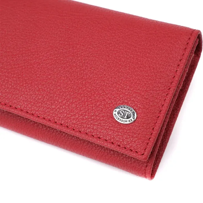 Яскравий вертикальний гаманець із натуральної шкіри ST Leather 23087 Червоний